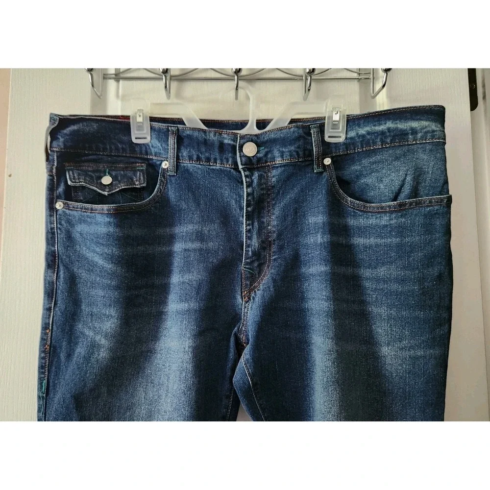 True Religion Men's Rocco Relaxed Skinny Blue Jeans Pants‎ Flap Pockets 40×32